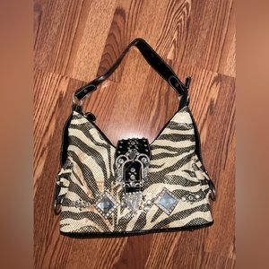P&G sparkly zebra print embellished purse